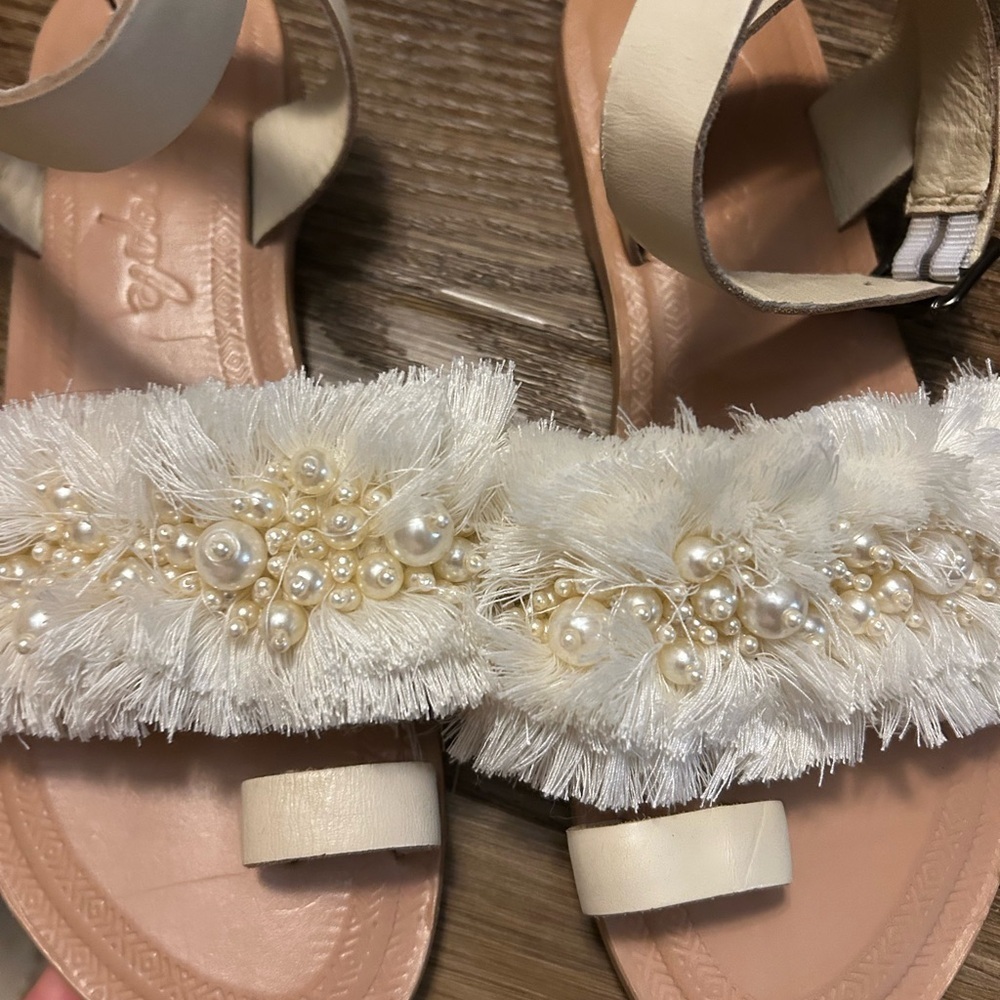 Free People Sun Peaks Sandals Size 8 Embellished Beaded Fringe Boho Wedding NWOT - Picture 11 of 16